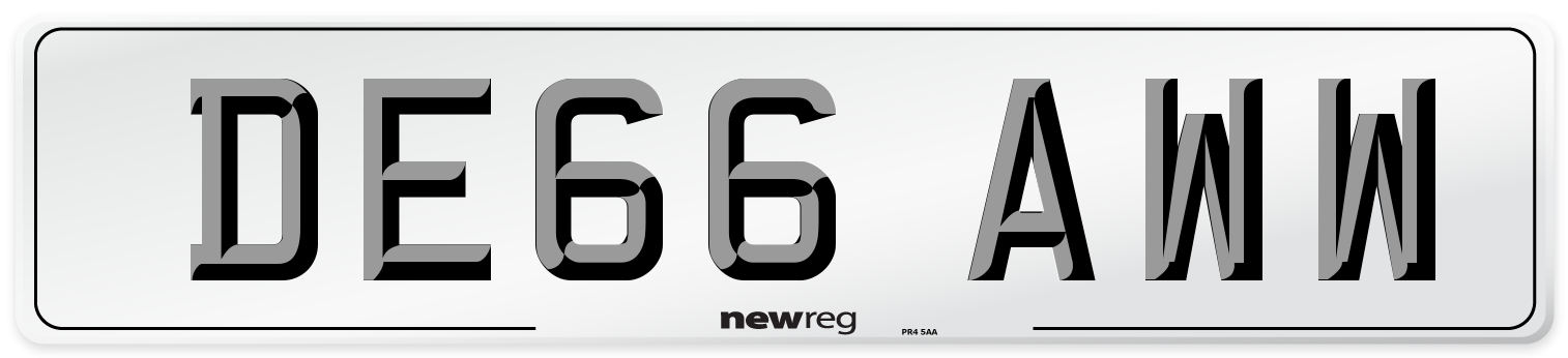 DE66 AWW Number Plate from New Reg